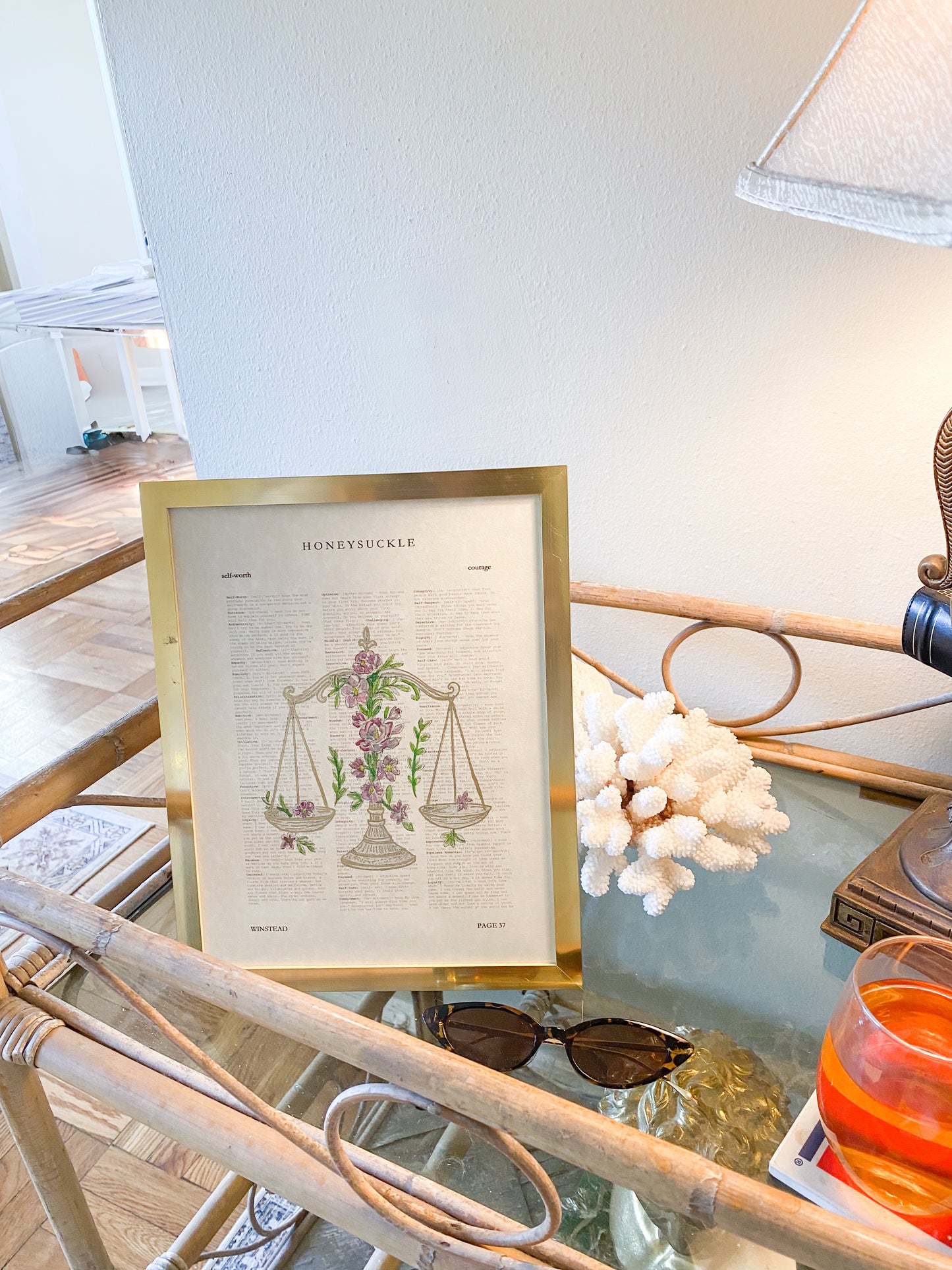 Hand-Painted Scales of Justice, poems of self worth,  Gold-Embellished Balance Scales | Literary Wall Art