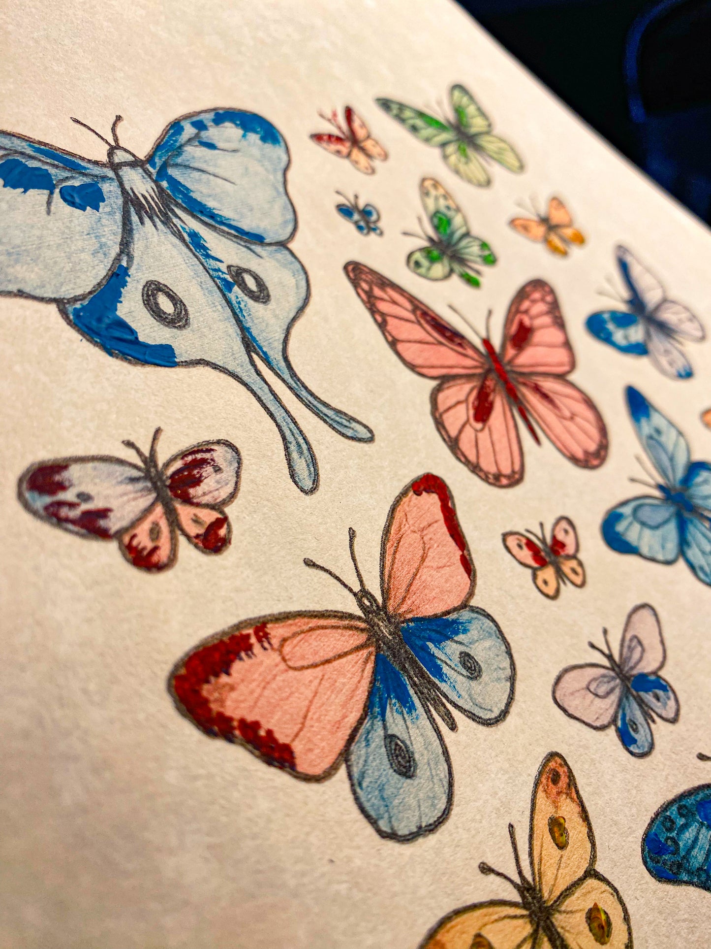 Hand-Painted Butterfly Scripture Art | Gold Psalm 139:14 Framed Print